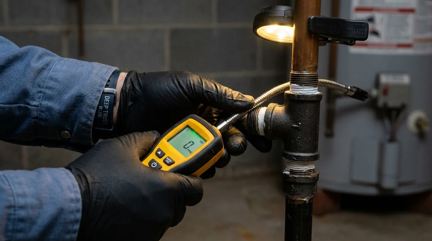 Gas leak detection with electronic sniffer by Johns Plumbing LLC in Cuba